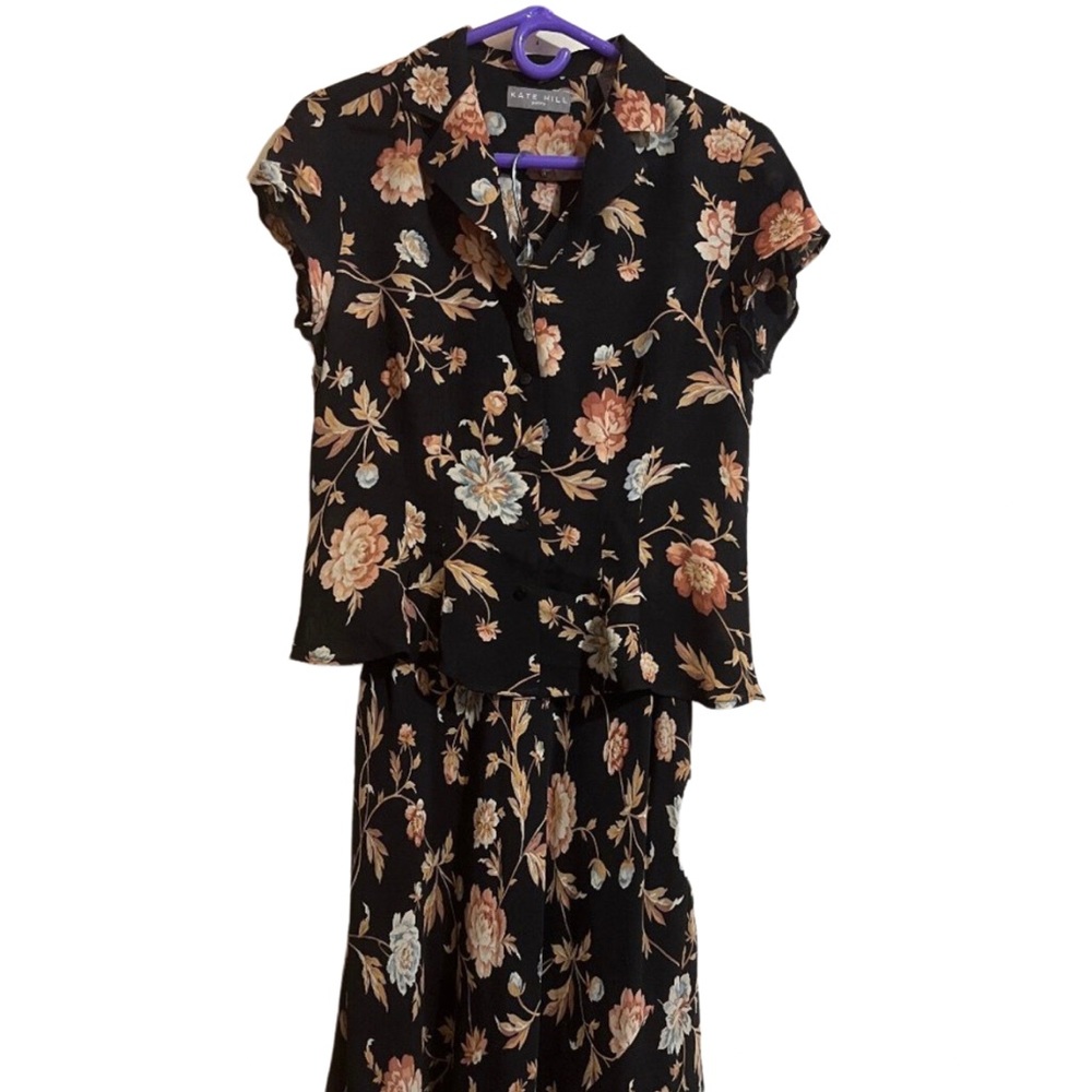 Two Piece Lightweight Silk Blouse and Maxi Skirt